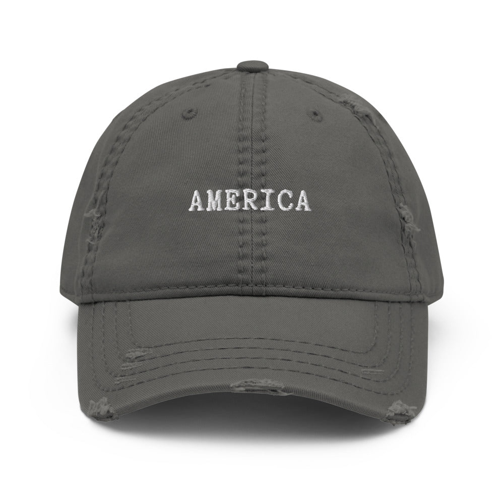 America Distressed Ballcap