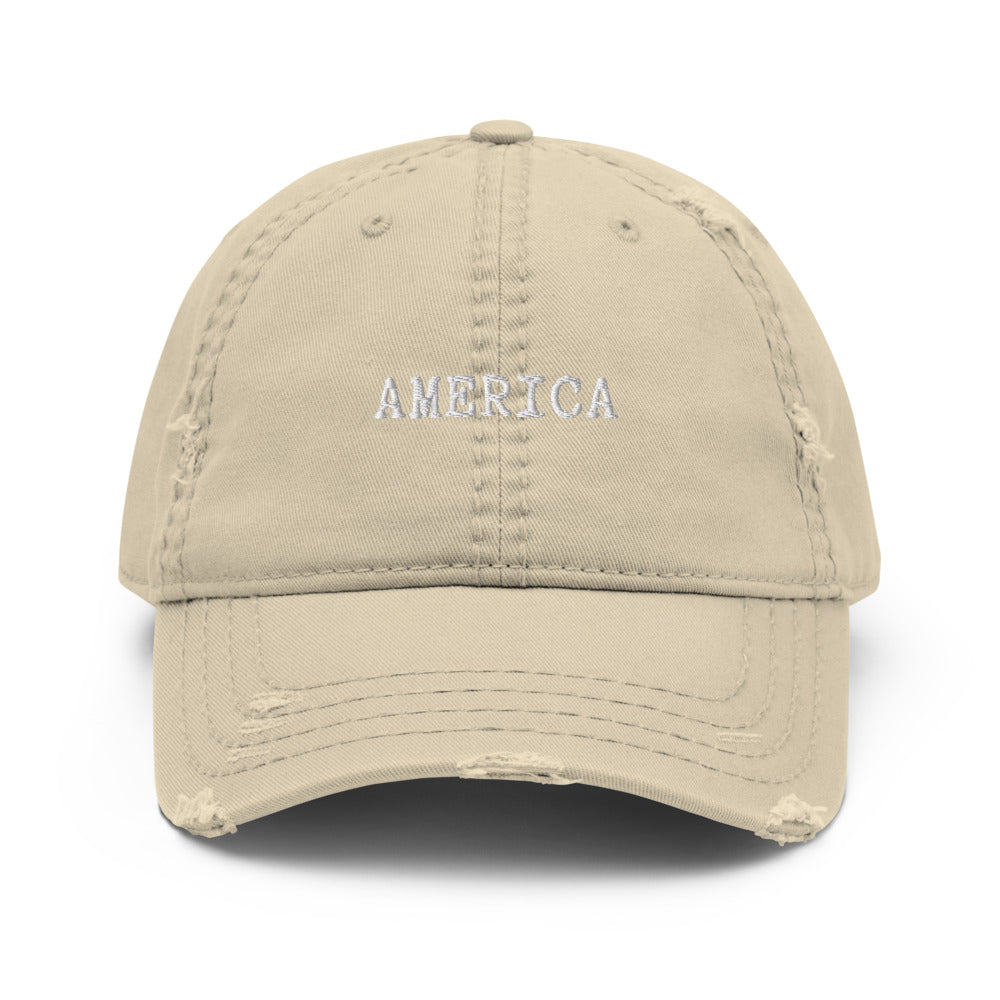America Distressed Ballcap