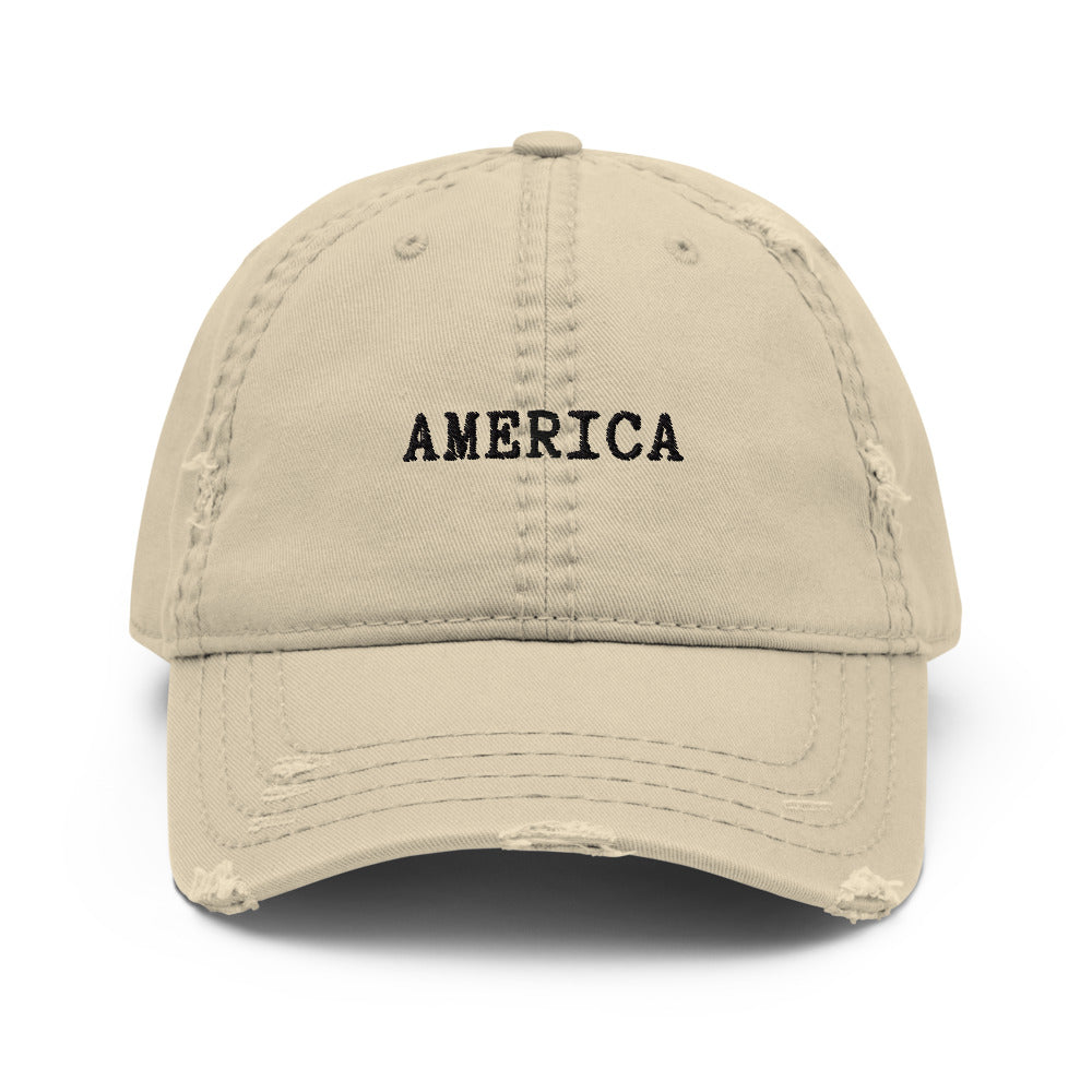 America Distressed Ballcap