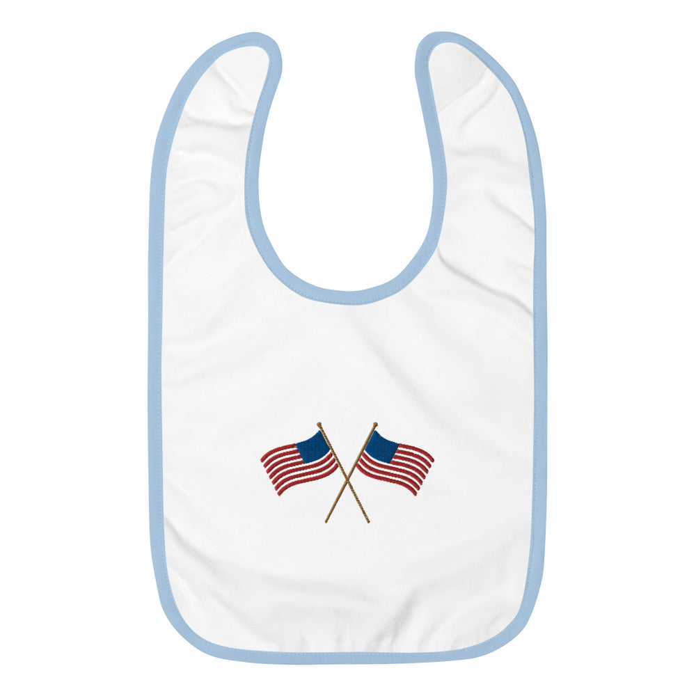 American Flags Embroidered Baby Bib