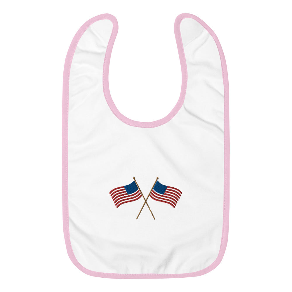 American Flags Embroidered Baby Bib