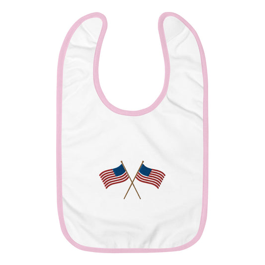 American Flags Embroidered Baby Bib